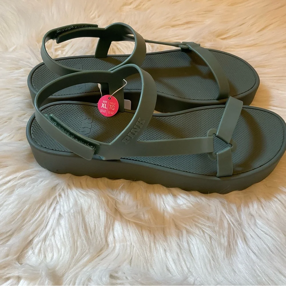 PINK Victoria’s Secret Strappy Platform Sandals - NWT - Size XL 11-12 Faded Sage